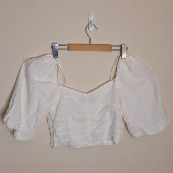 Lulus Puff sleeve  crop side zip top SZ S - Picture 5 of 10